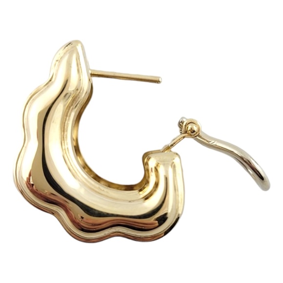 14K 2-Tone Yellow and White Gold Large Hollow Hoops #16134 - Picture 5 of 8